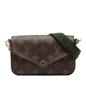 LOUIS VUITTON Authentic Brown Monogram Leather Pochette Shoulder Bag